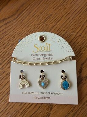 Scout Gold-Dipped Charm Bracelet with Blue Howlite Accents